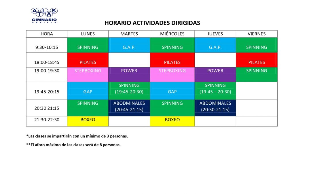 HORARIO ACT. DIRIGIDAS OCTUBRE